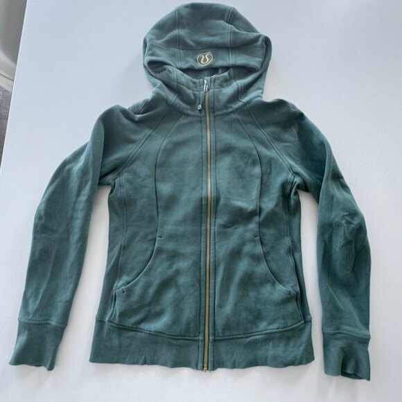 lululemon Scuba Full-Zip Hoodie Sz10 Green W/ Gold zpipper - Picture 4 of 8